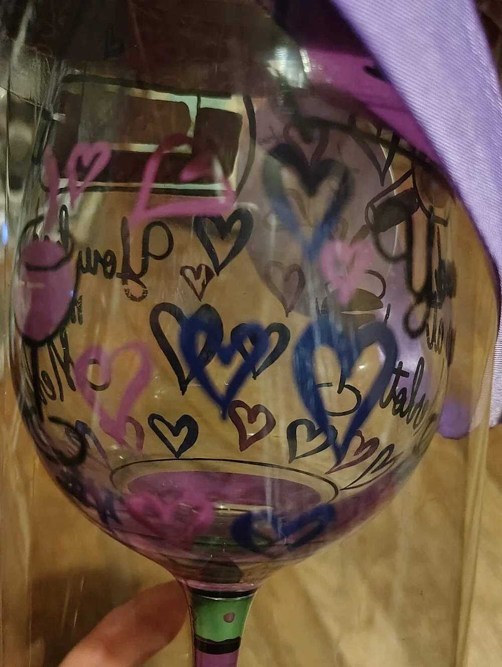 Hand-Painted Wine Glass with The Saying 